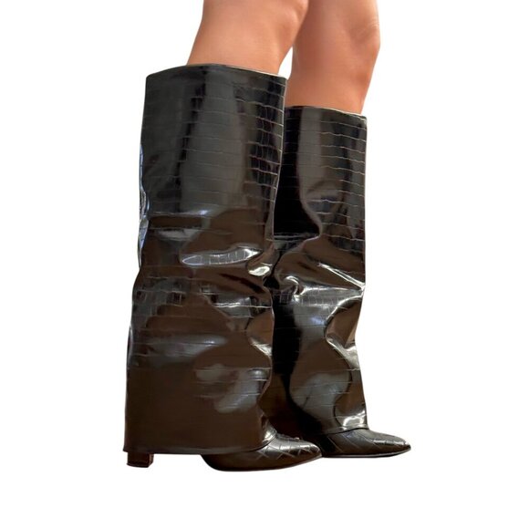 Gator print PU black boots - Picture 6 of 7